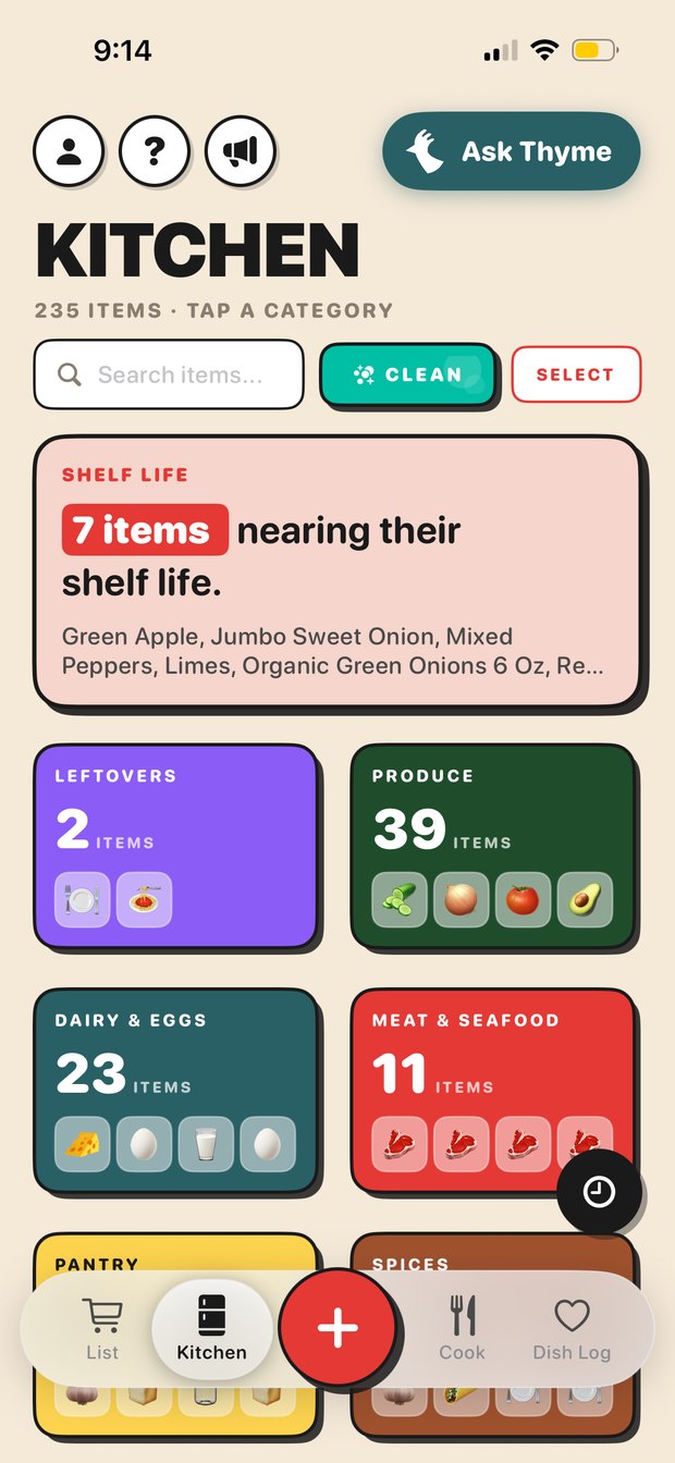 The Trepo app showing the kitchen screen